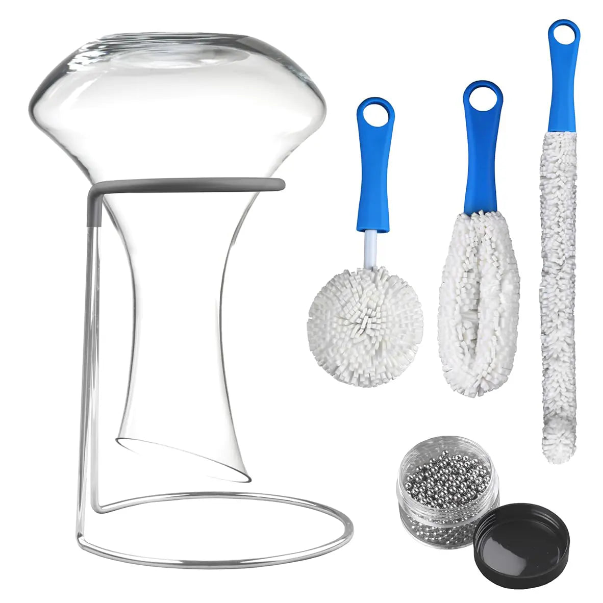 Elegant Stainless Steel Wine Decanter Care Ensemble