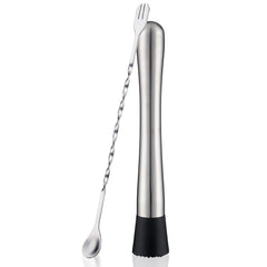 Premium 2-Piece Stainless Steel Cocktail Muddler and Mixing Spoon Bar Tool