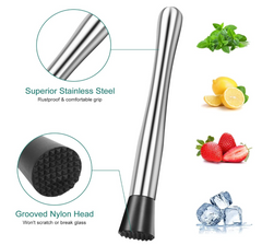 Premium 2-Piece Stainless Steel Cocktail Muddler and Mixing Spoon Bar Tool