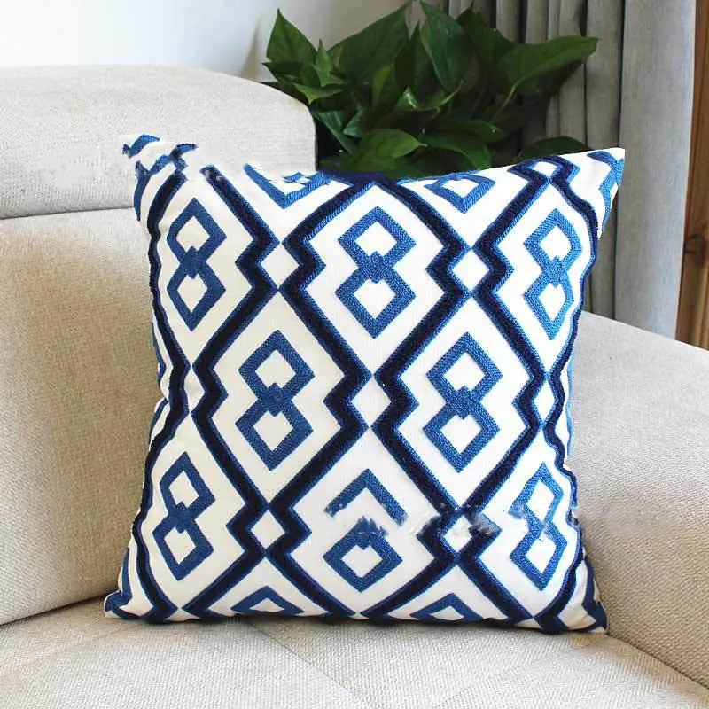 Embroidered Cotton Canvas Pillow Covers